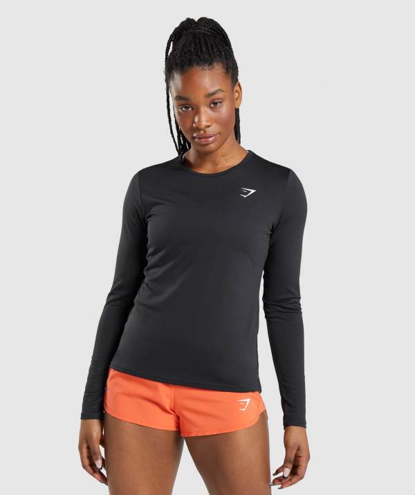 Damske Mikiny Gymshark Training Long Sleeve Top Čierne | NY5294016
